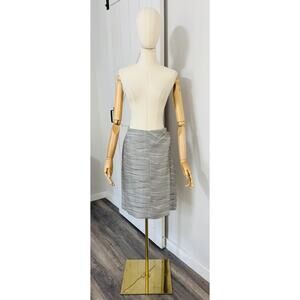 Giorgio Armani Womens Size 42 Silver Black Faux Wrap Pencil Skirt Silk Viscose